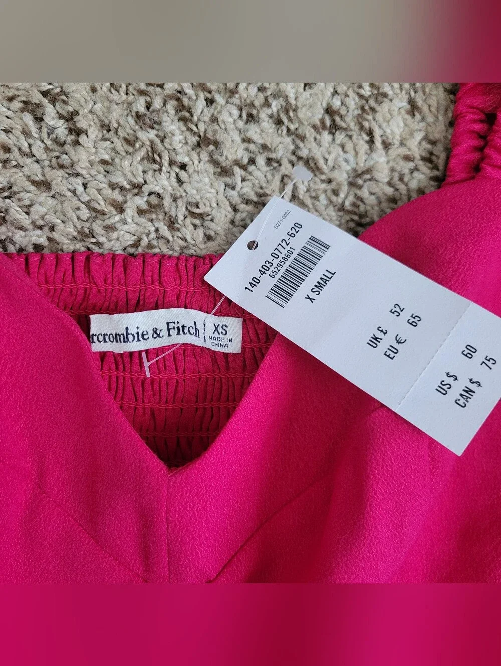 Abercrombie & Fitch Blouse Shirt Top Pink Sweetheart Puff Sleeve Boho XS NWT